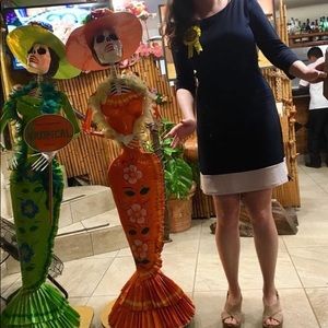 Navy blue with White Stripe Tahari Dress